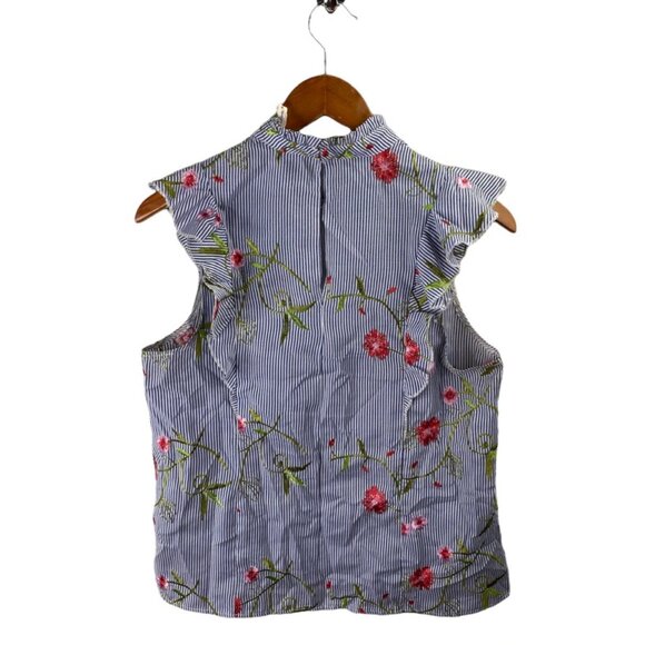 BCBGeneration Striped Floral Mock Neck Top Size S - Picture 5 of 7